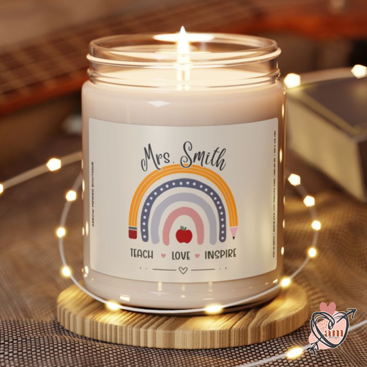 Custom Candle, Add Your Teacher's Name, "Teach, Love, Inspire" Teacher Appreciation Gift