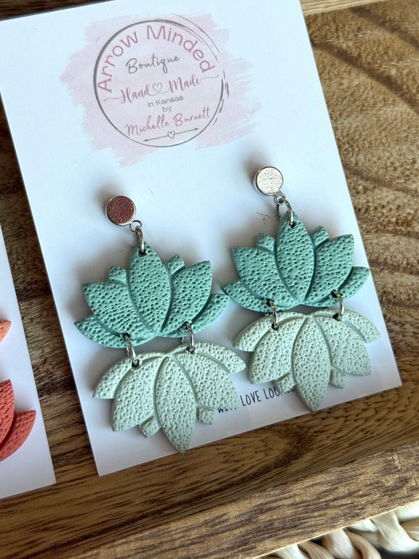 Handmade Lotus Dangle Earrings