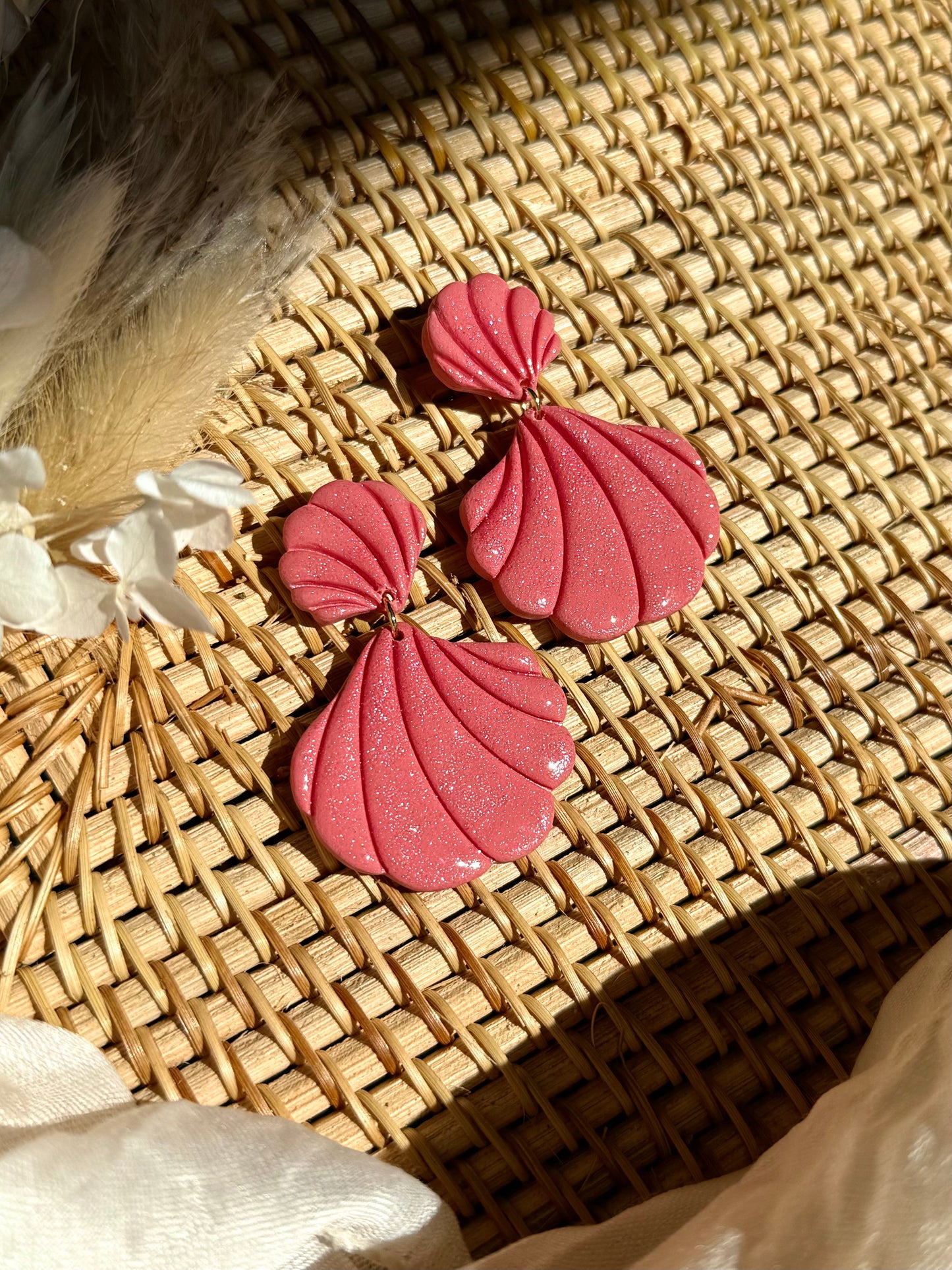 Handmade Shimmery Seashell Dangle Earrings
