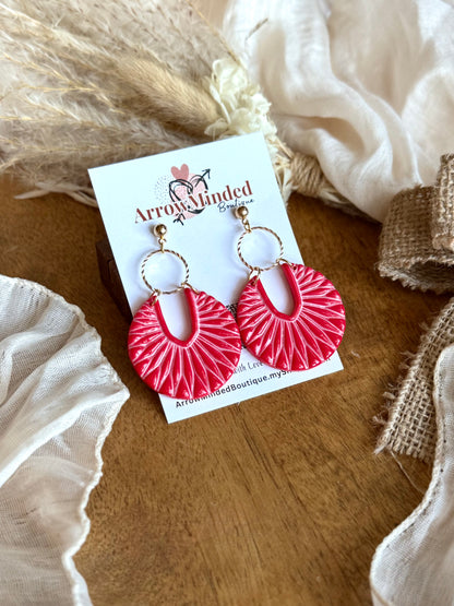 Handmade Crimson Radiance Statement Earrings