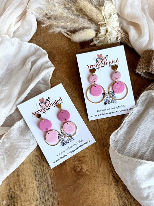 Handmade Pink Gold Dangle Earrings