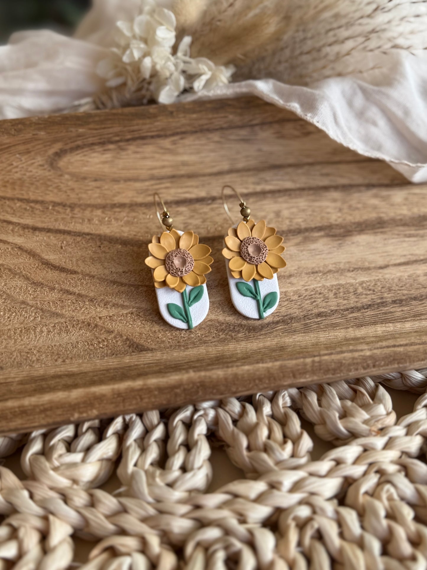Handmade Golden Bloom Sunflower Earrings