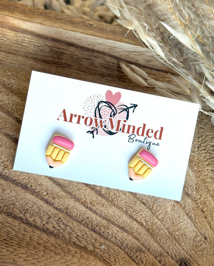 Handmade Pencil Stud Earrings