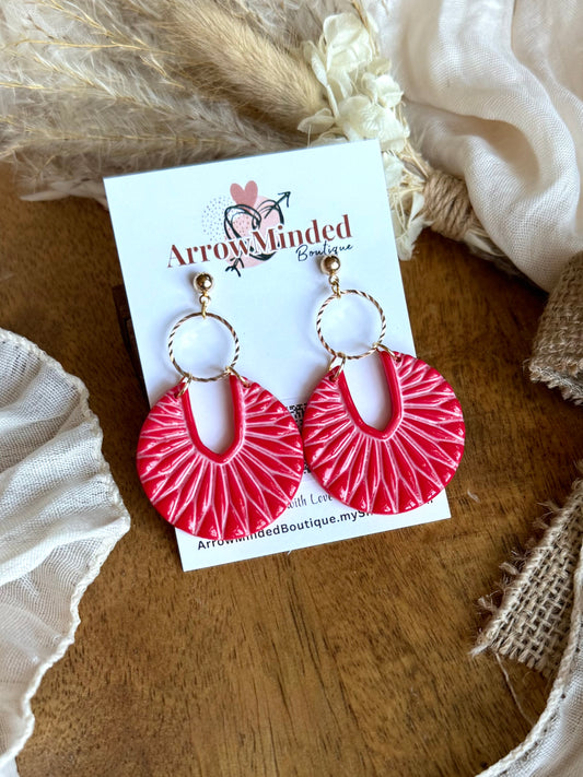 Handmade Crimson Radiance Statement Earrings