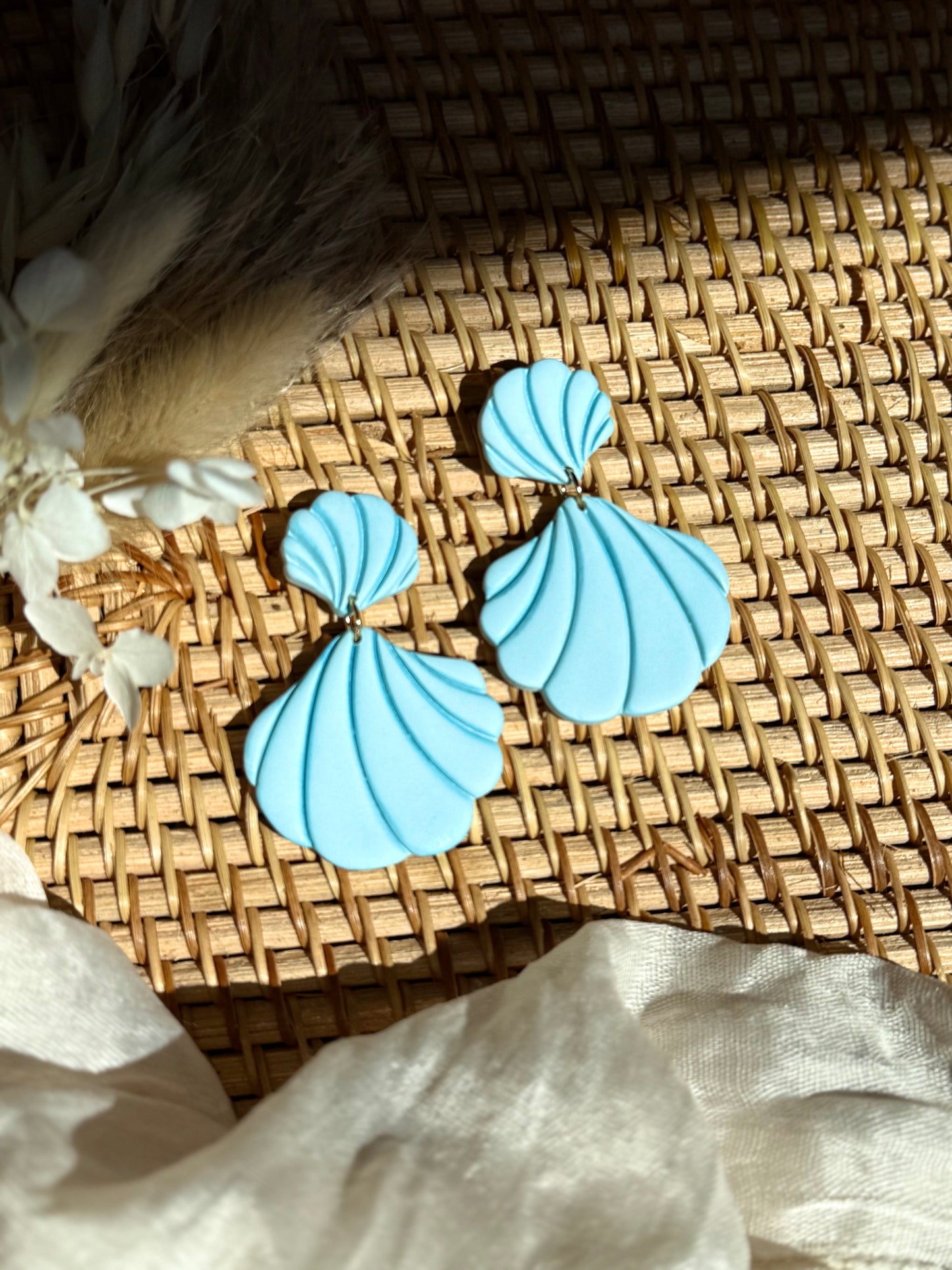 Handmade Shimmery Seashell Dangle Earrings