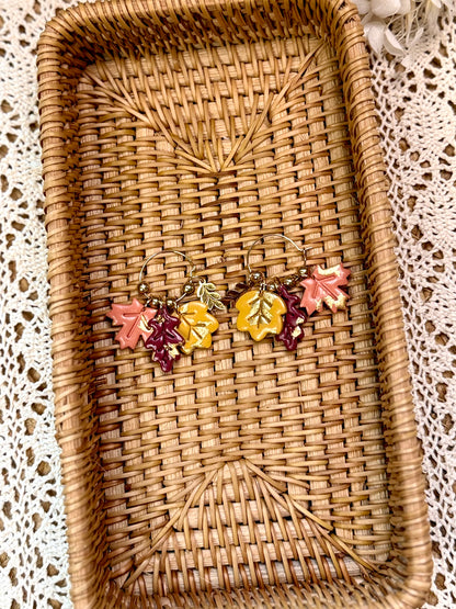 Handmade Autumn Leafy Hoop Earrings