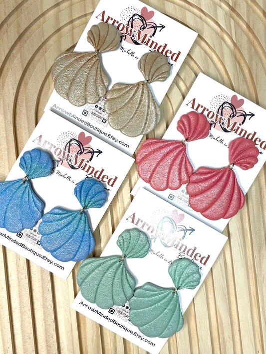 Handmade Shimmery Seashell Dangle Earrings