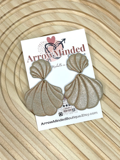 Handmade Shimmery Seashell Dangle Earrings