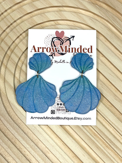 Handmade Shimmery Seashell Dangle Earrings
