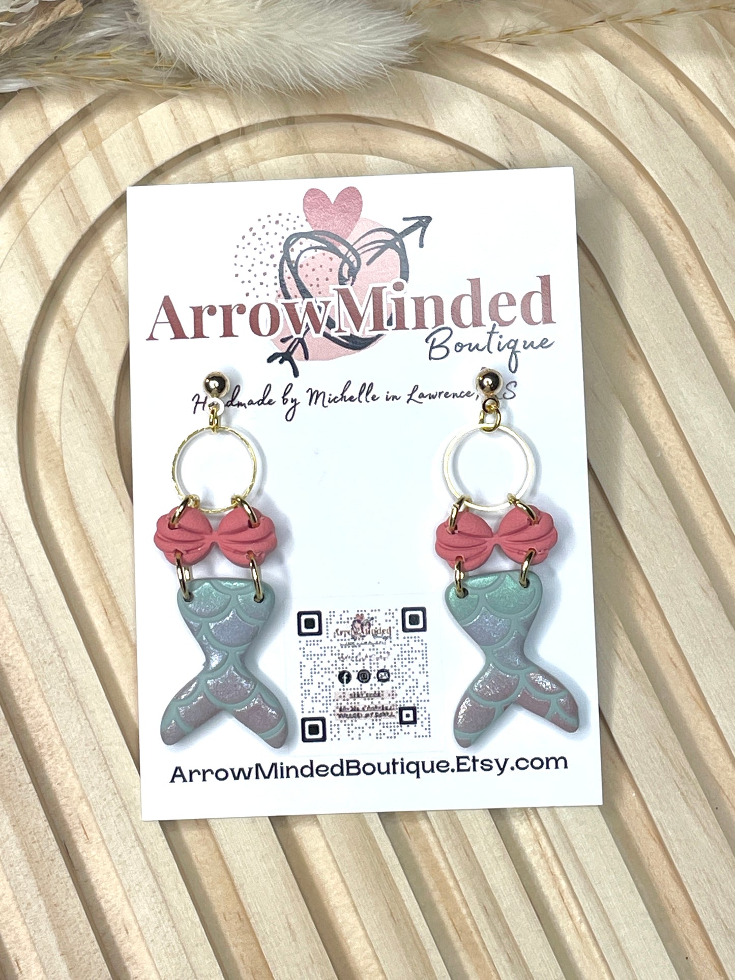 Handmade Mermaid Dangle Earrings