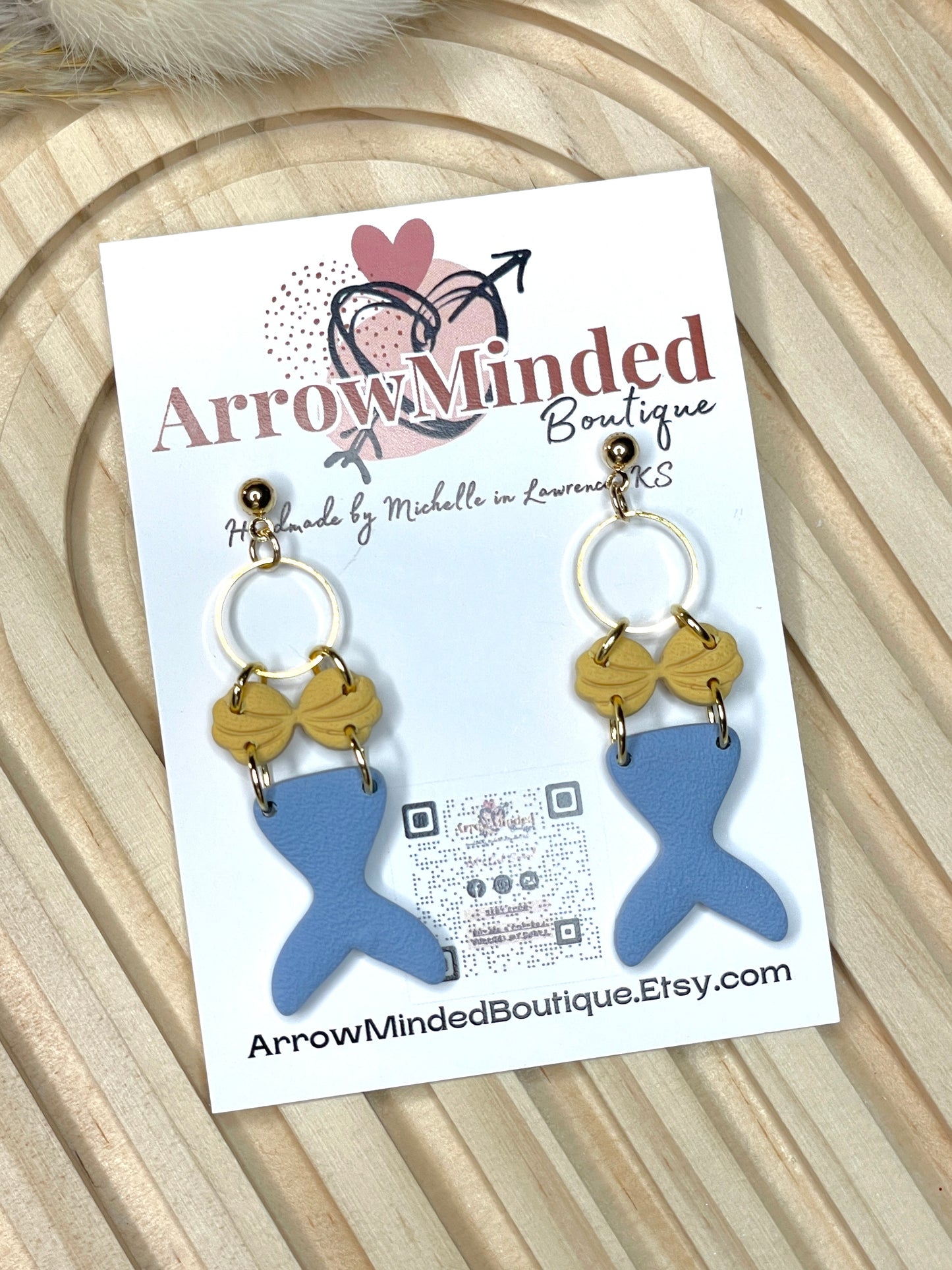 Handmade Mermaid Dangle Earrings