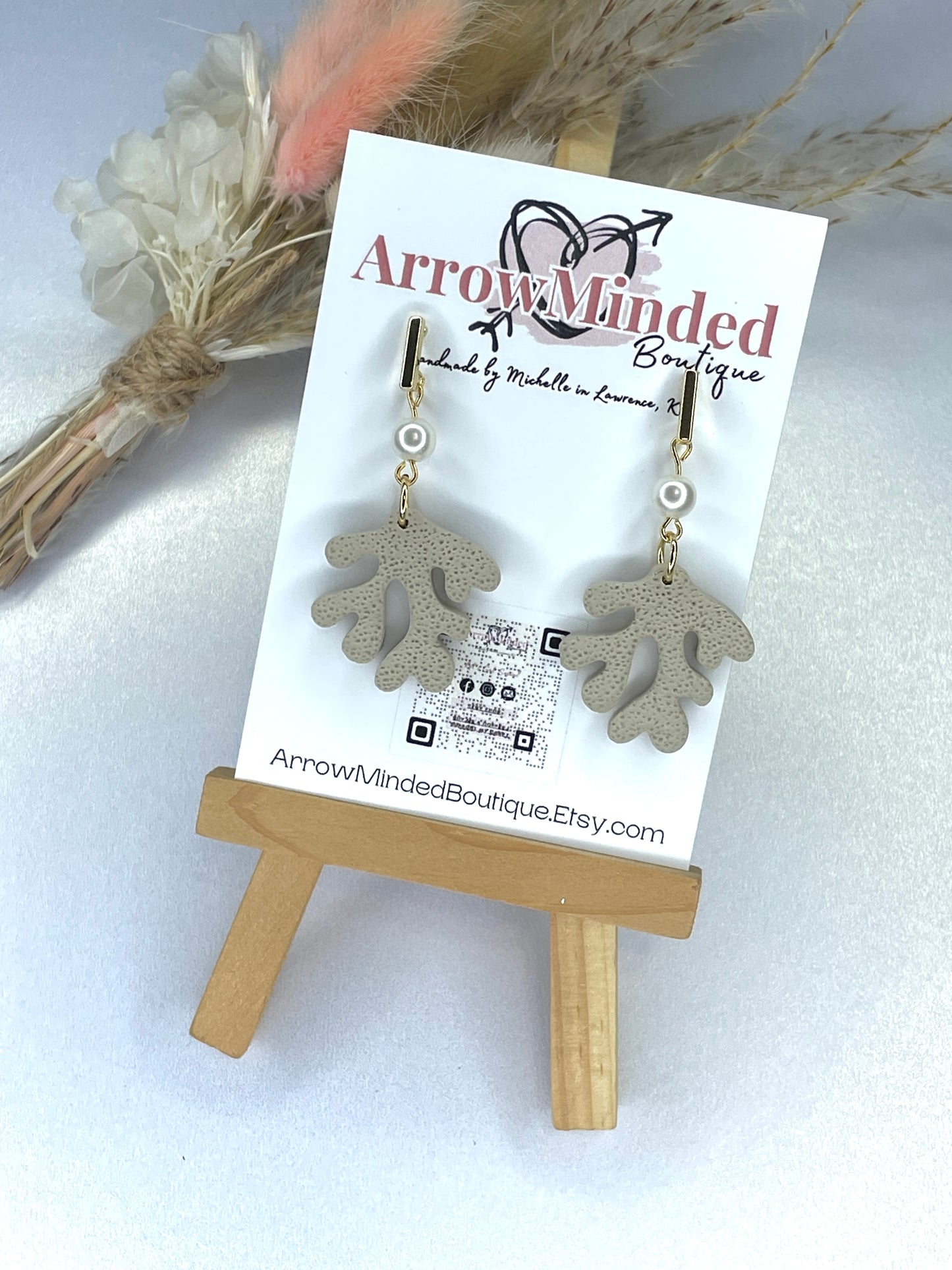 Handmade Coral Dangle Earrings