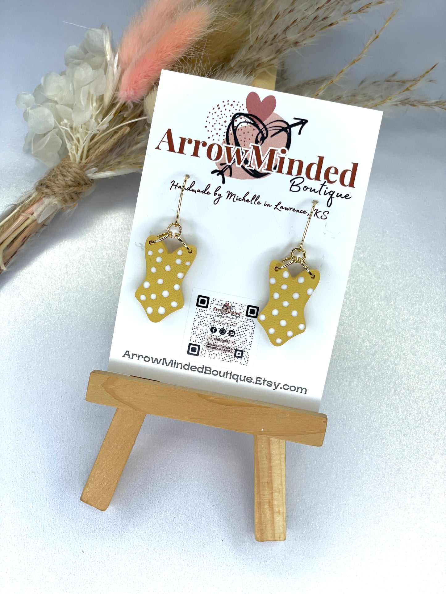 Handmade Polka Dot Bathing Suit Earrings