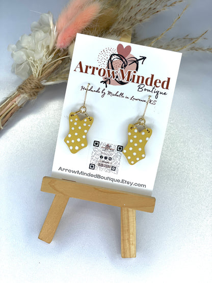 Handmade Polka Dot Bathing Suit Earrings