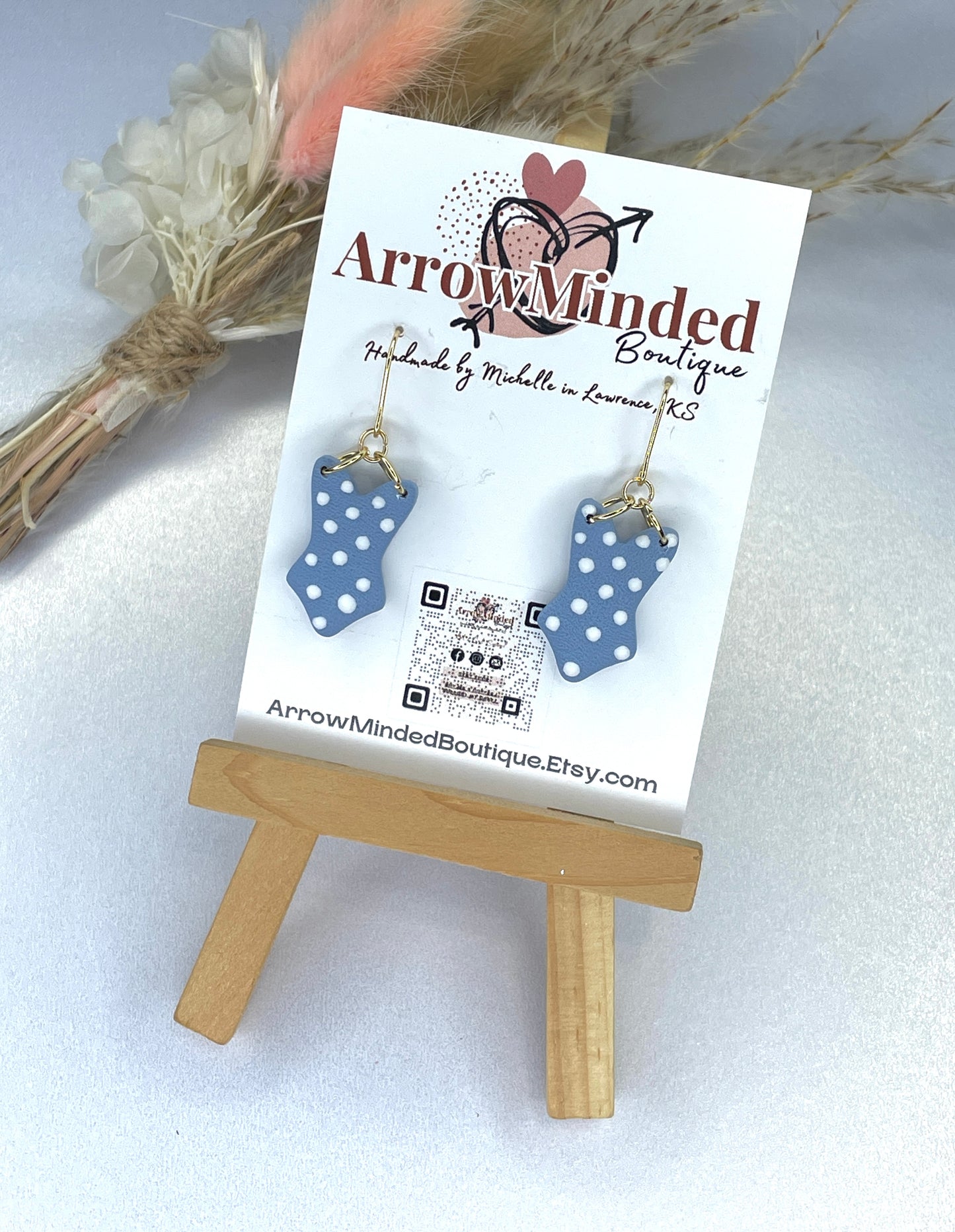 Handmade Polka Dot Bathing Suit Earrings