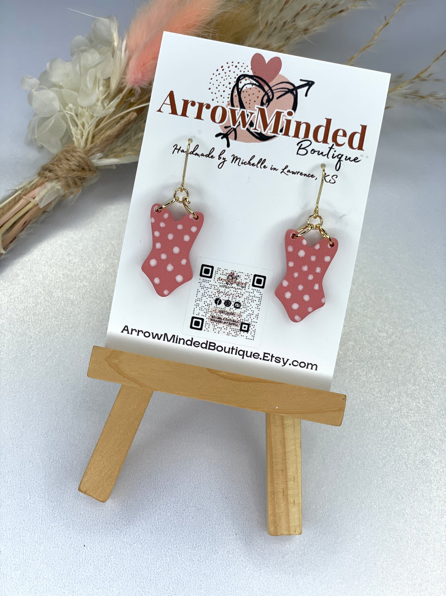 Handmade Polka Dot Bathing Suit Earrings