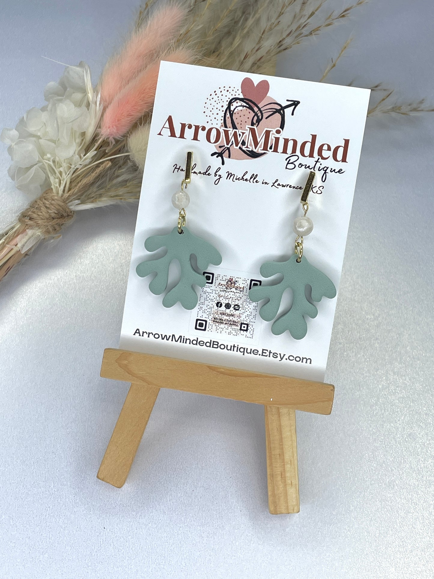 Handmade Coral Dangle Earrings