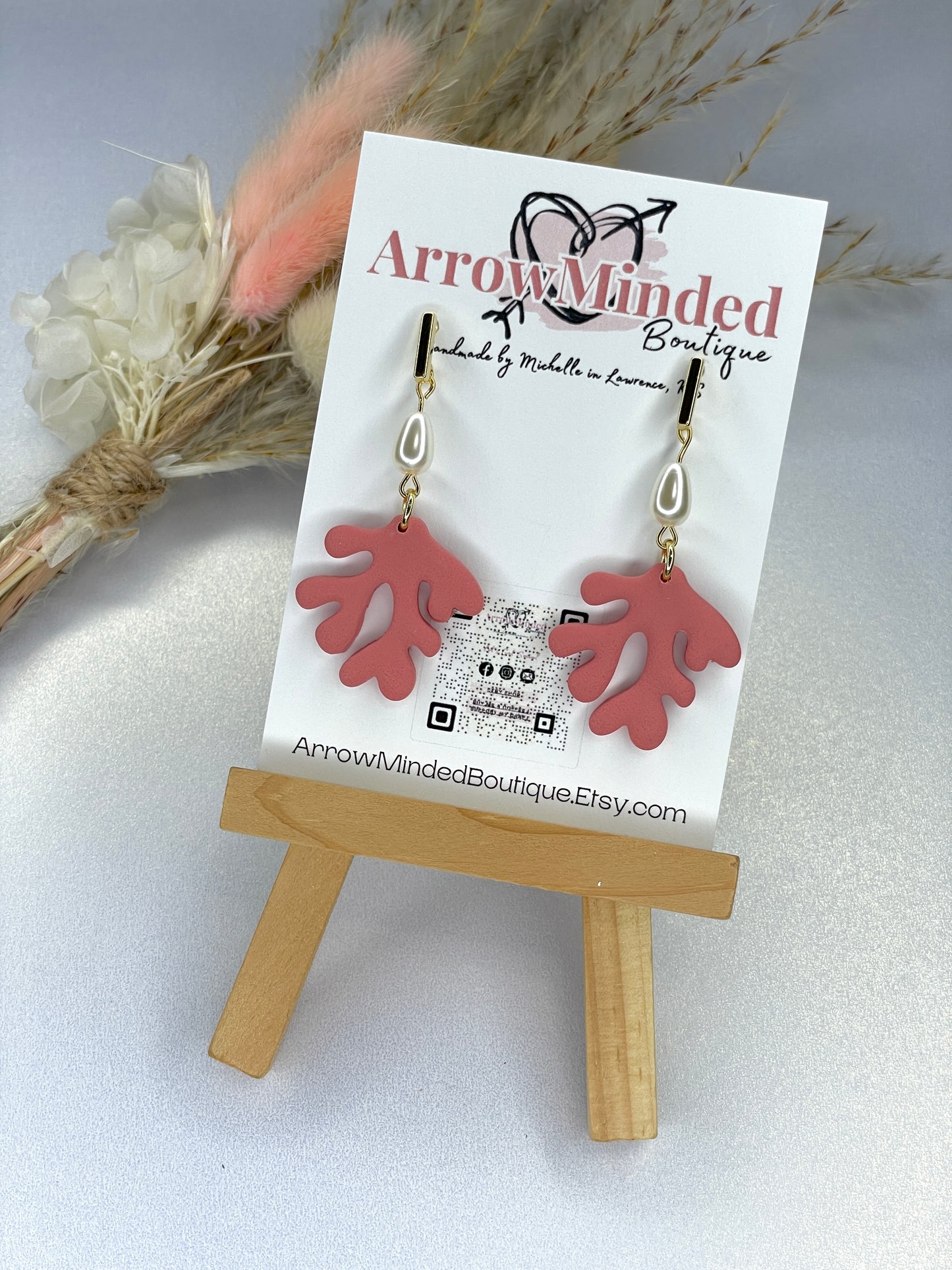 Handmade Coral Dangle Earrings
