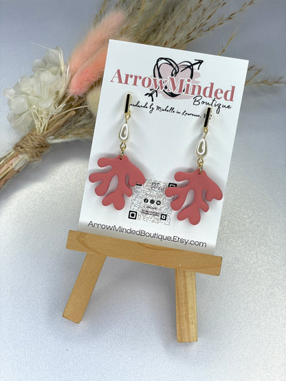 Handmade Coral Dangle Earrings