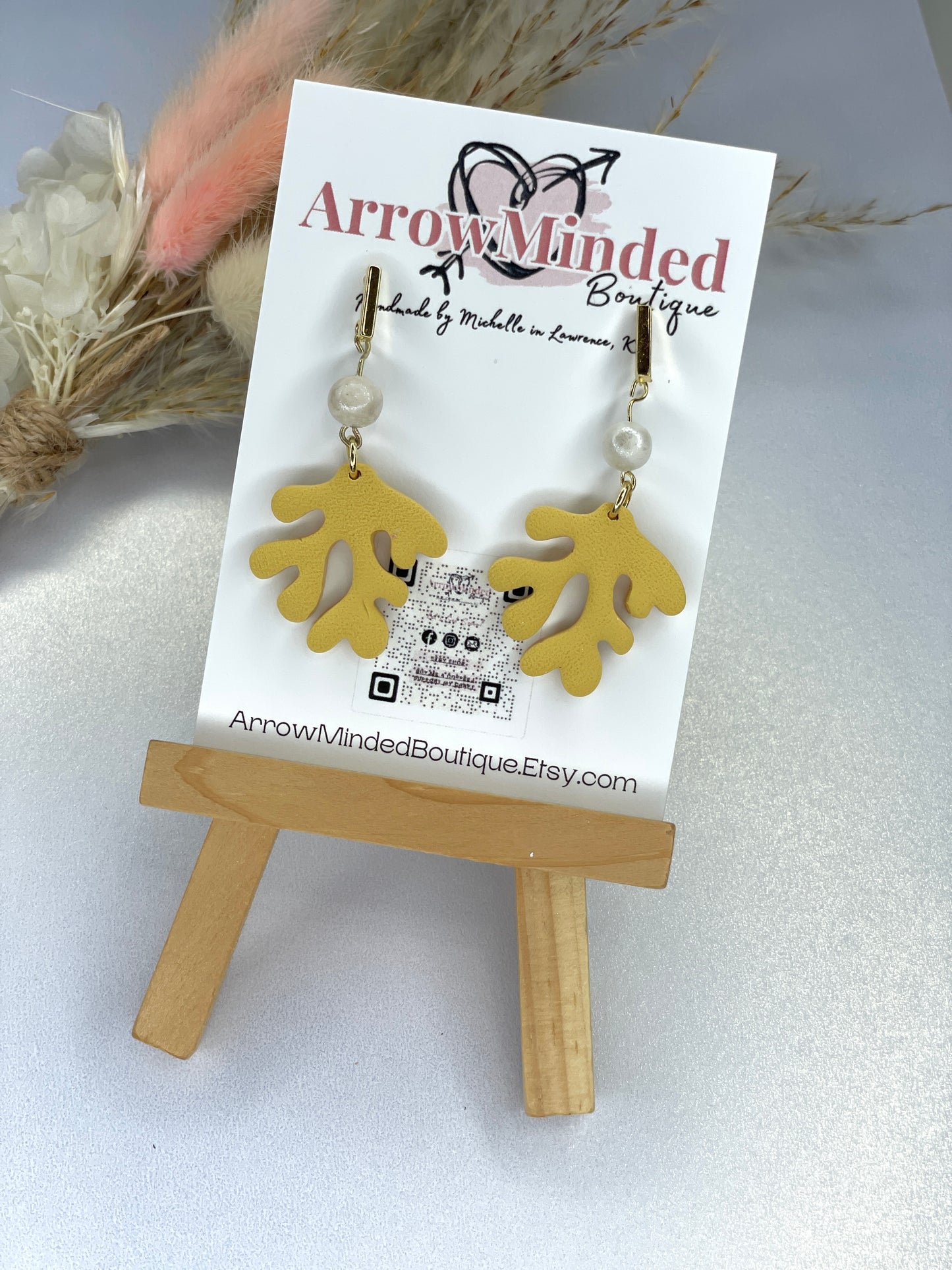 Handmade Coral Dangle Earrings