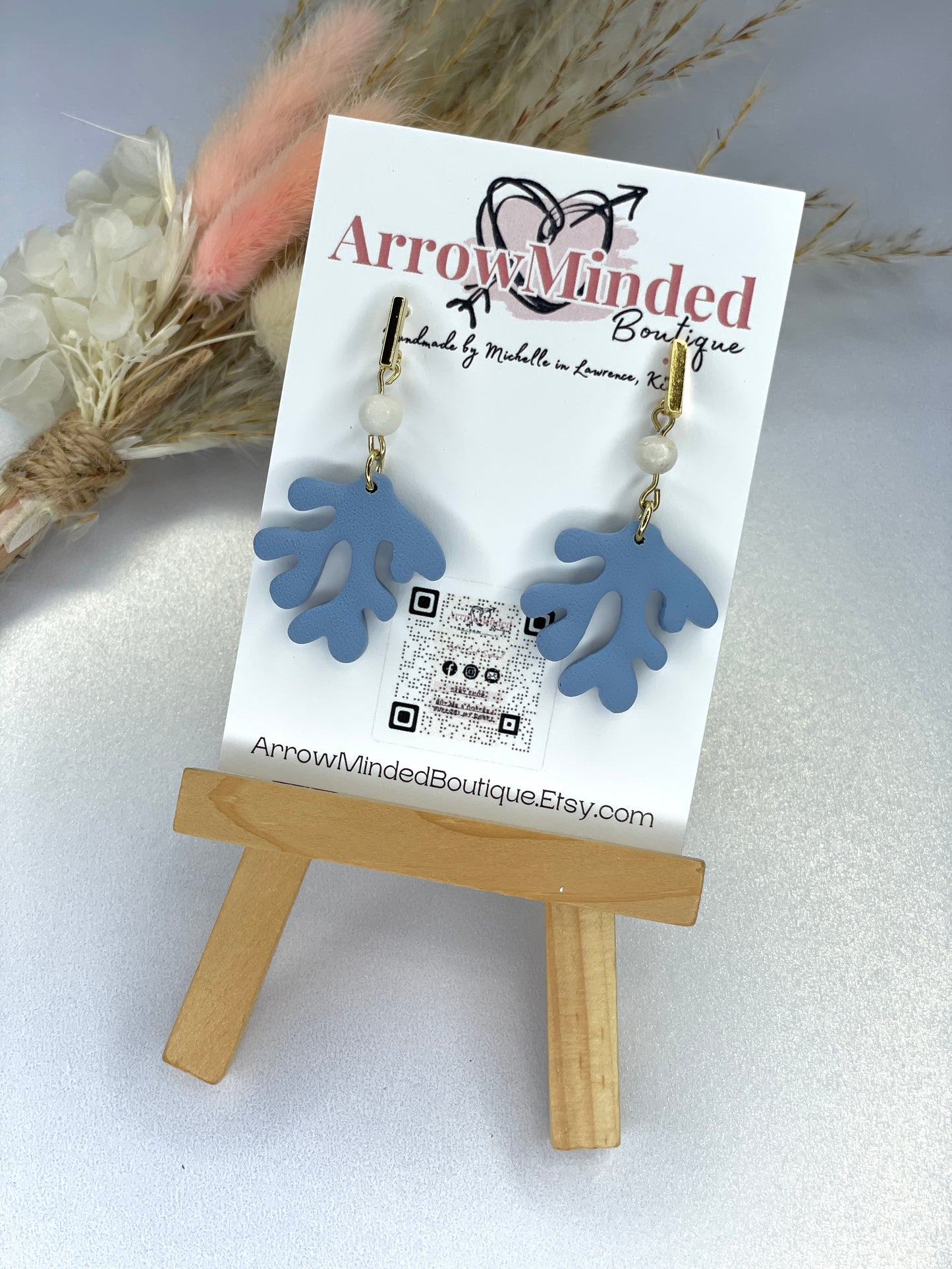 Handmade Coral Dangle Earrings