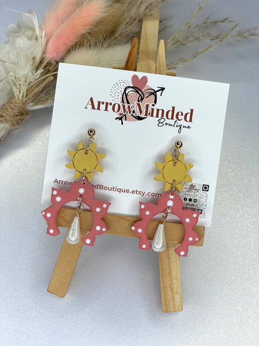 Handmade Coral Sun Pearl Dangles