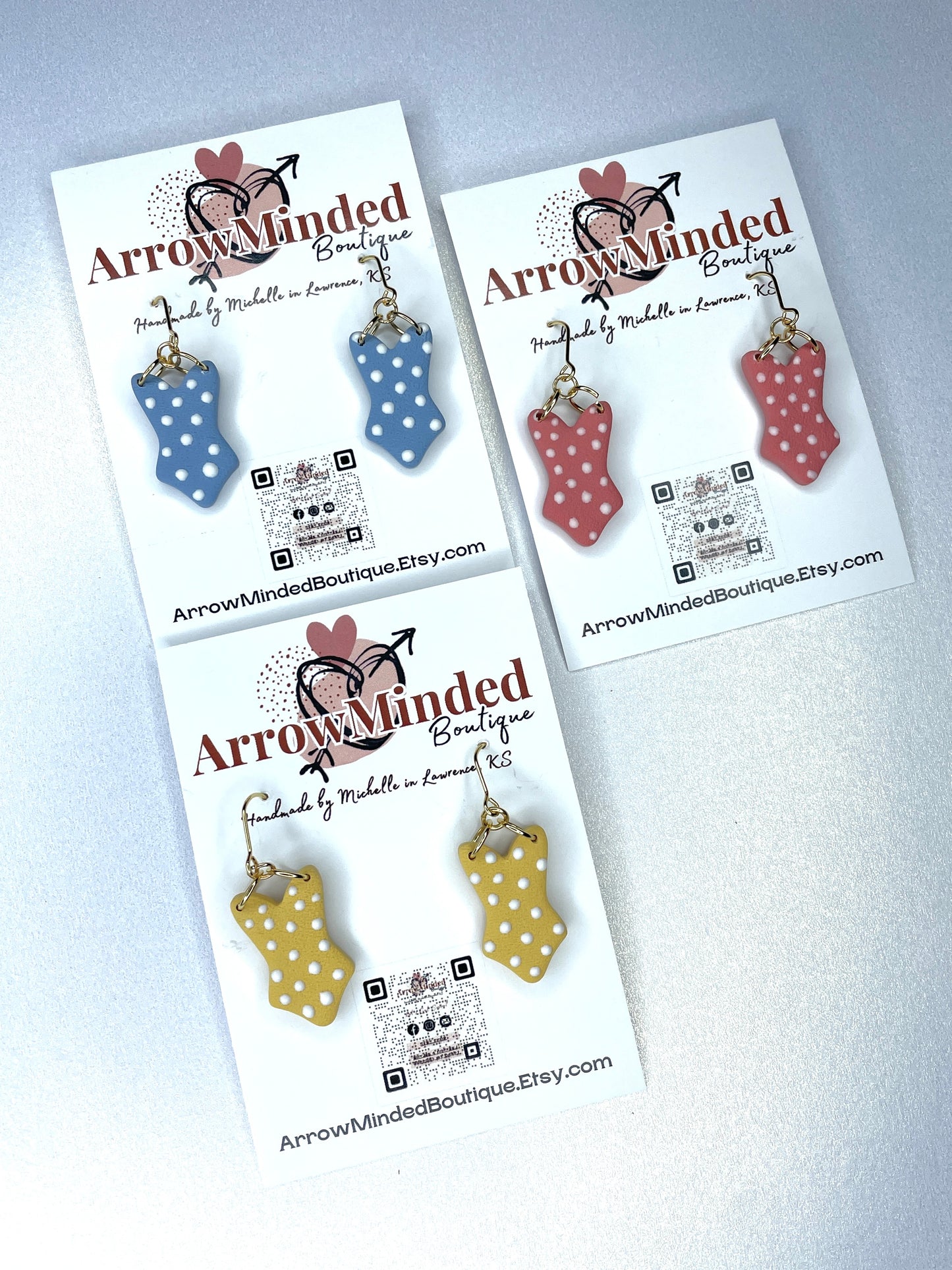 Handmade Polka Dot Bathing Suit Earrings
