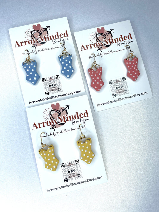 Handmade Polka Dot Bathing Suit Earrings