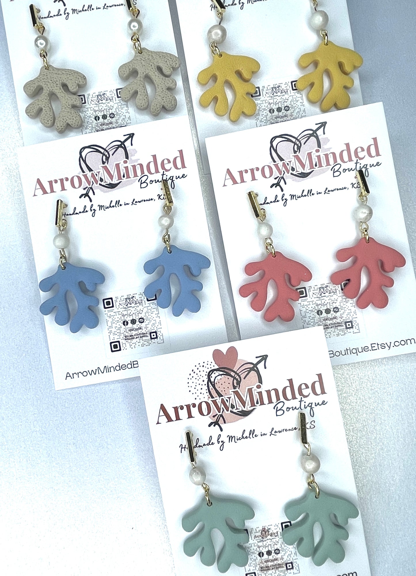 Handmade Coral Dangle Earrings