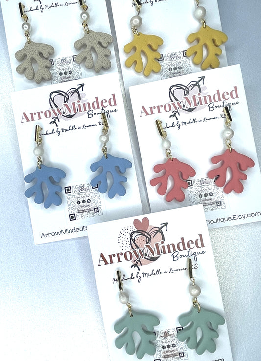 Handmade Coral Dangle Earrings