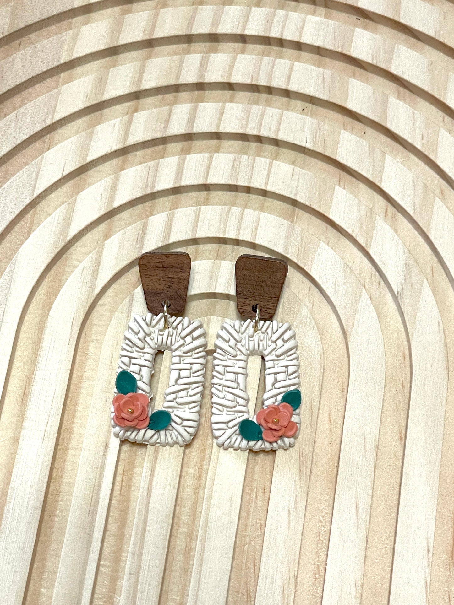 Handmade Autumn Rattan Flower Dangle Earrings
