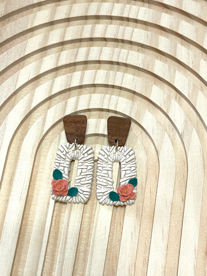 Handmade Autumn Rattan Flower Dangle Earrings