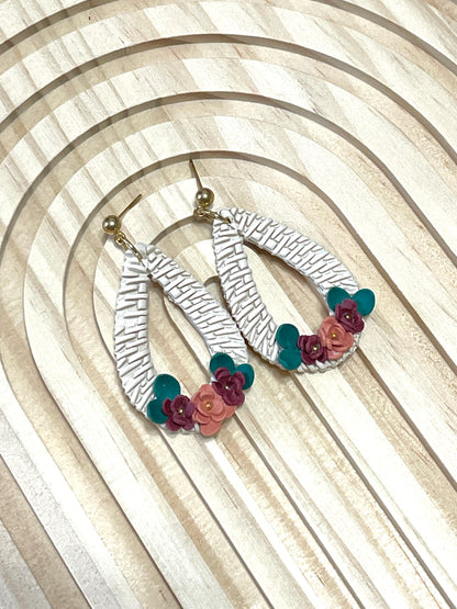 Handmade Autumn Rattan Flower Dangle Earrings