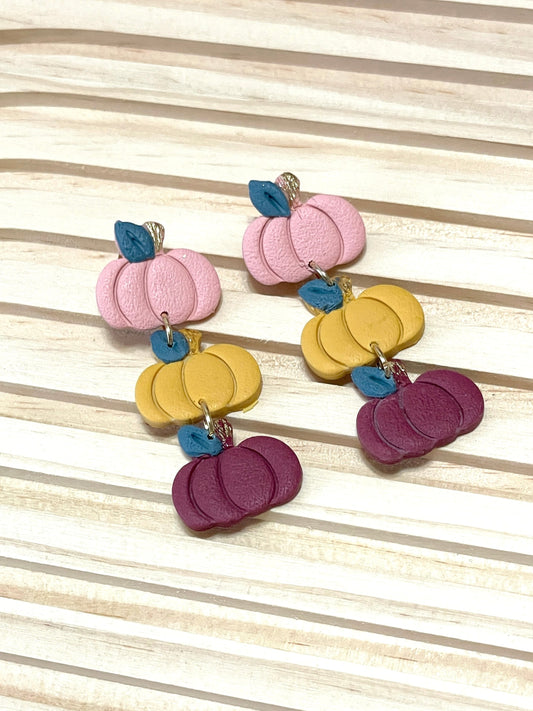 Handmade Autumn Pumpkin Dangle Earrings
