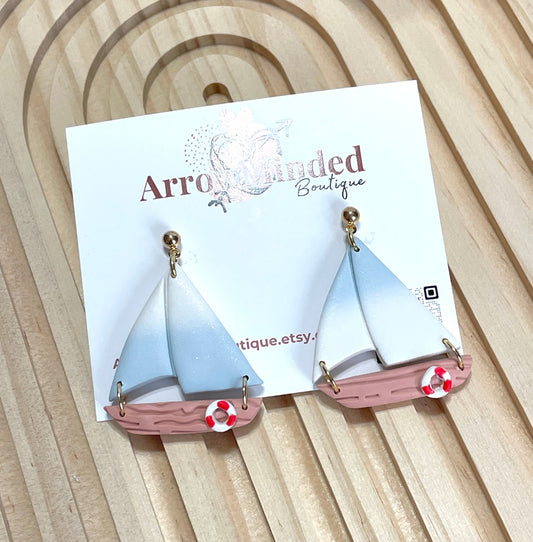 Handmade Blue Sailboat Earrings