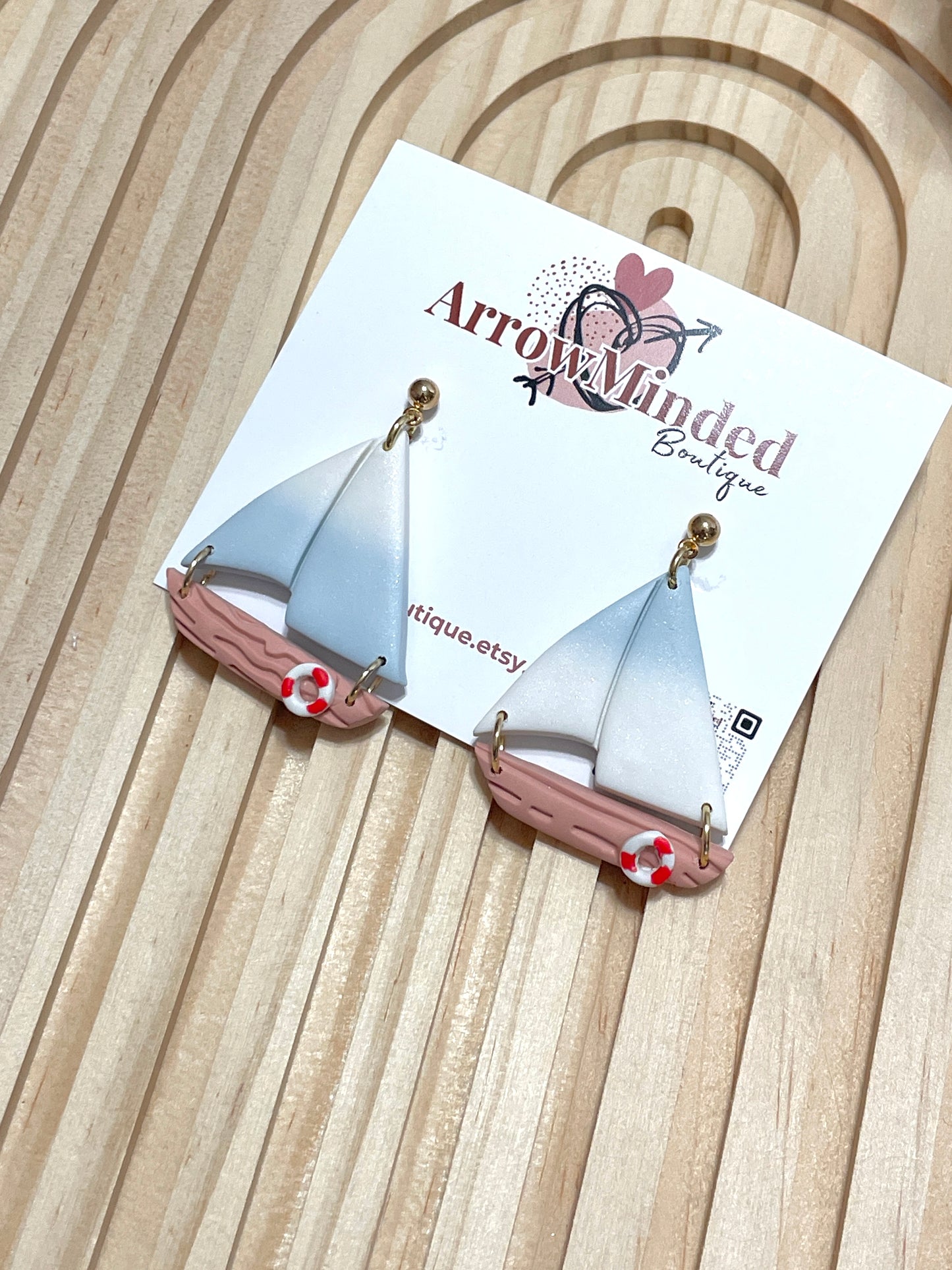 Handmade Blue Sailboat Earrings