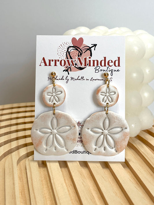 Handmade Shimmery Sand Dollar Earrings