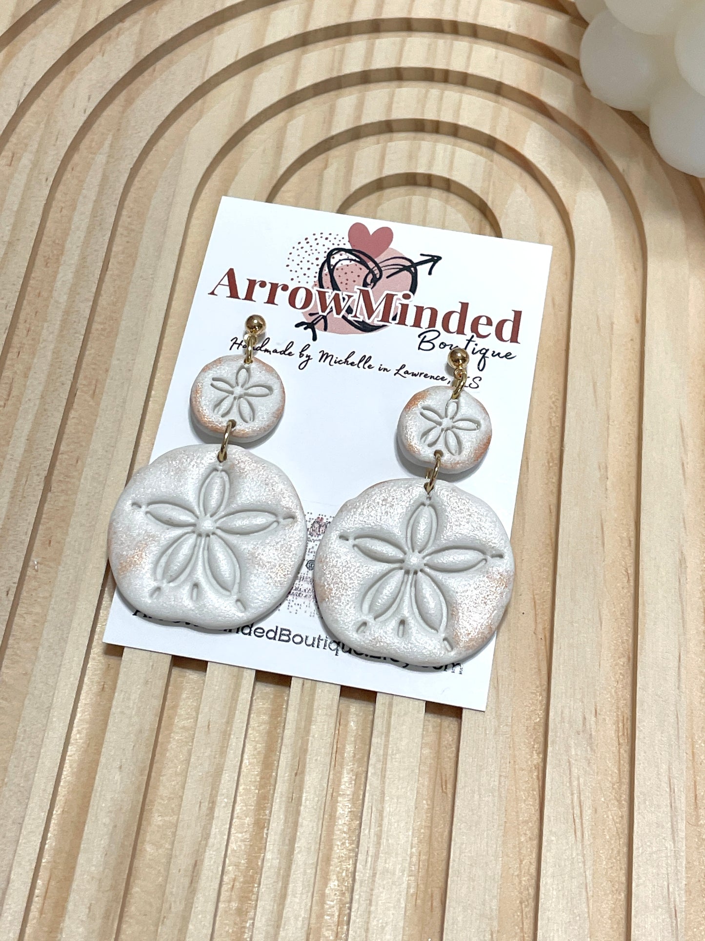 Handmade Shimmery Sand Dollar Earrings