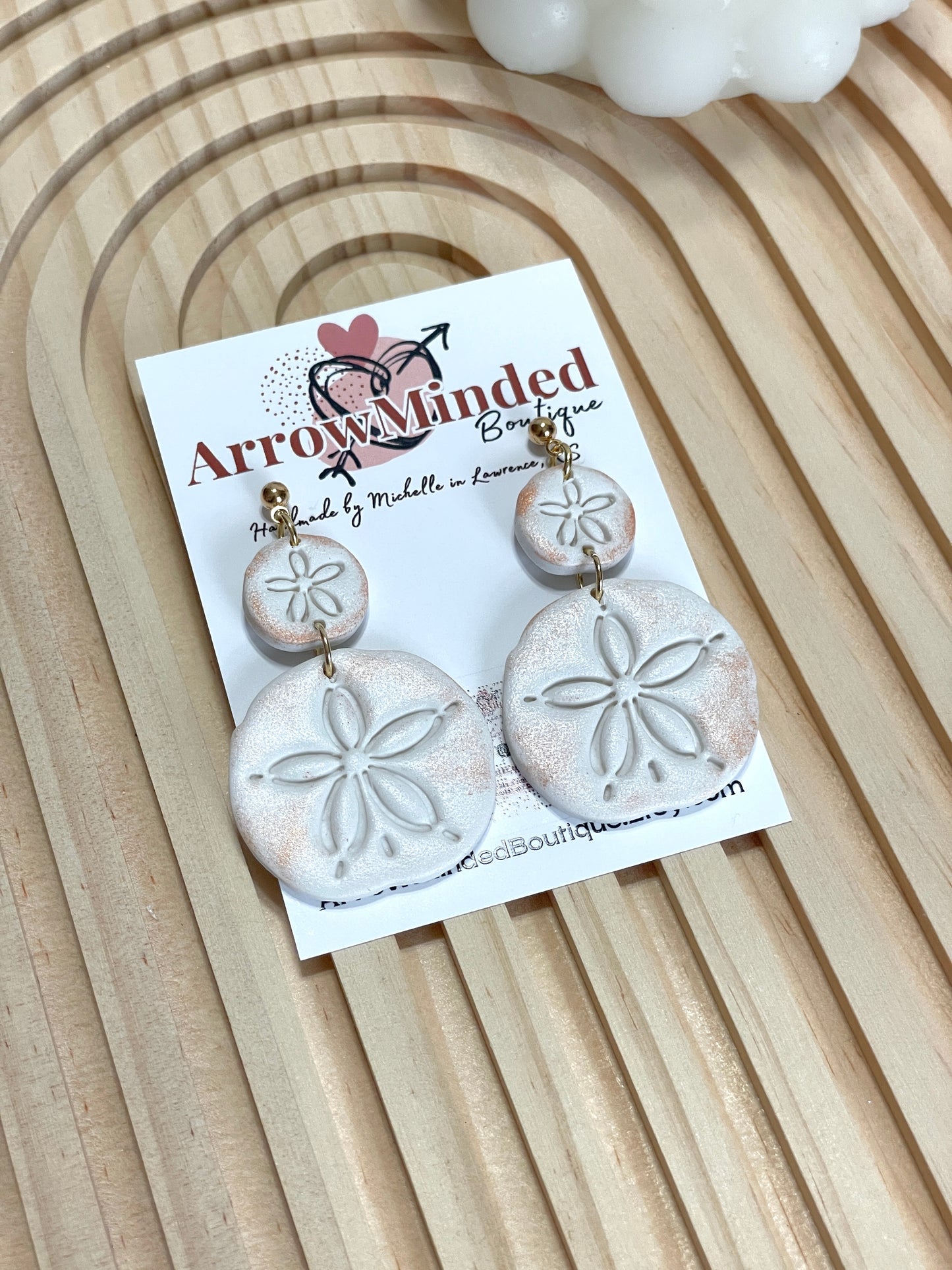 Handmade Shimmery Sand Dollar Earrings