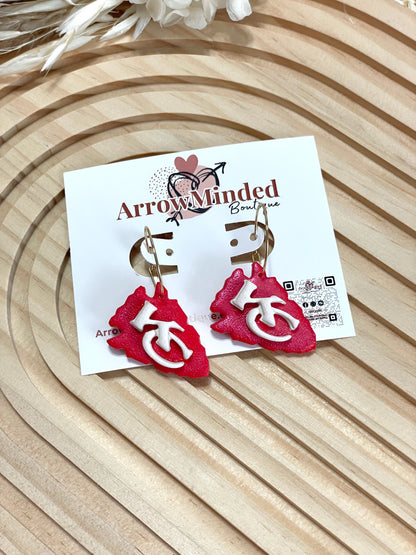Handmade Kansas City Arrowhead Gold Hoop Earrings