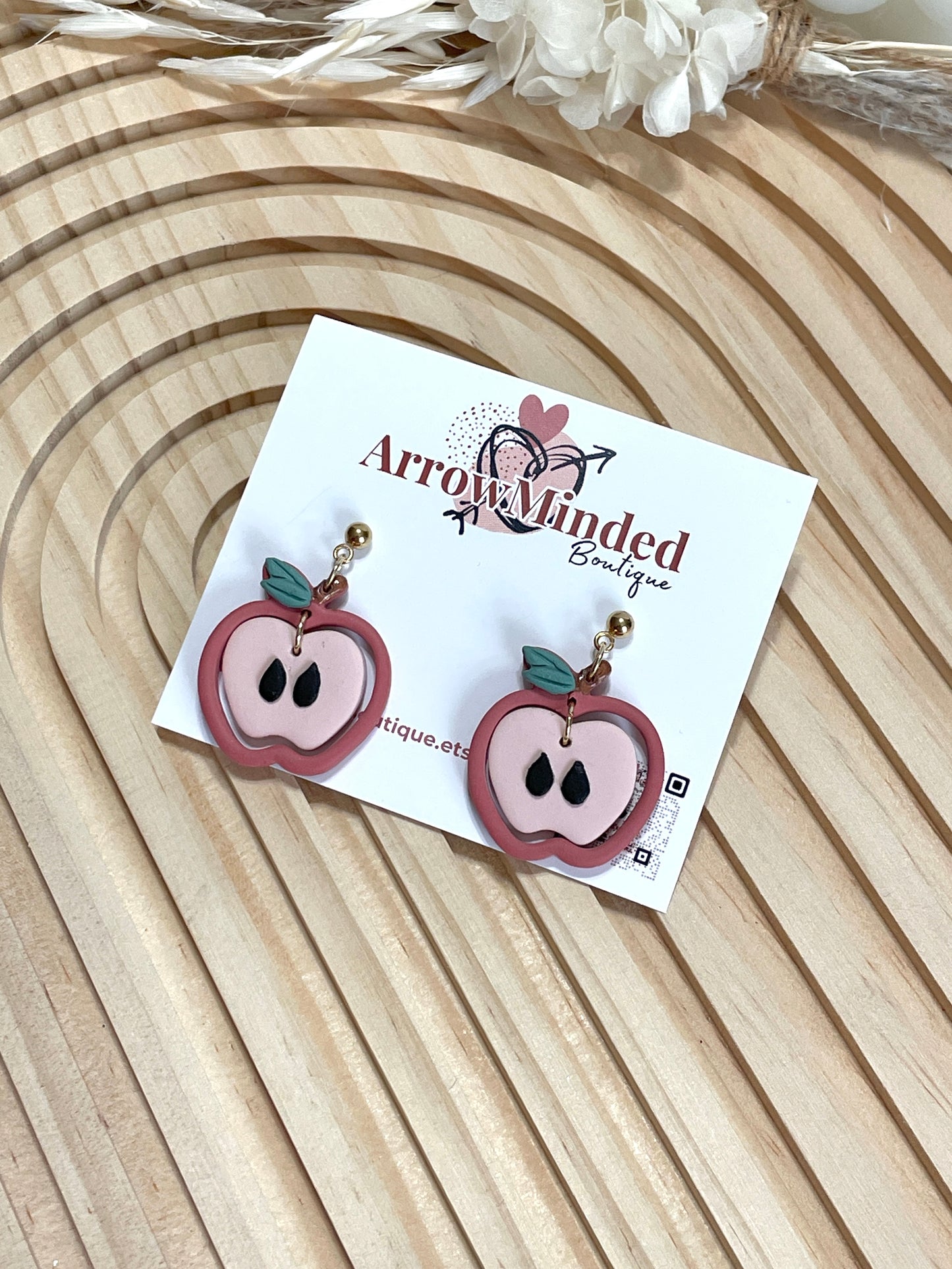 Handmade Teacher Apple Earrings