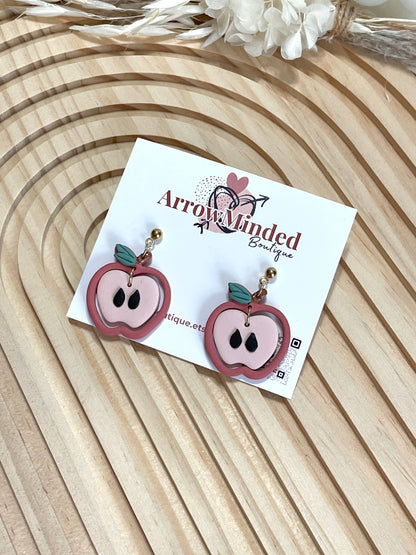 Handmade Teacher Apple Earrings