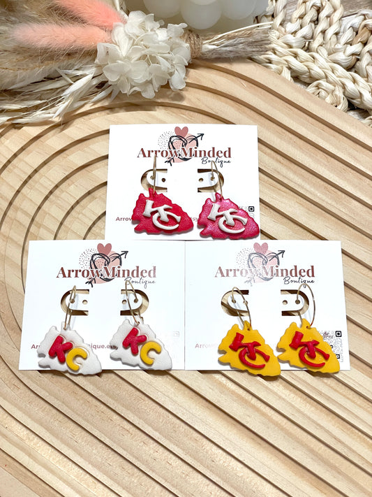 Handmade Kansas City Arrowhead Gold Hoop Earrings