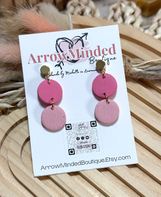 Handmade Pink Gold Dangle Earrings