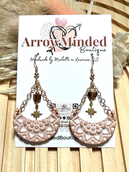 Handmade Mandala Crescent Dangles