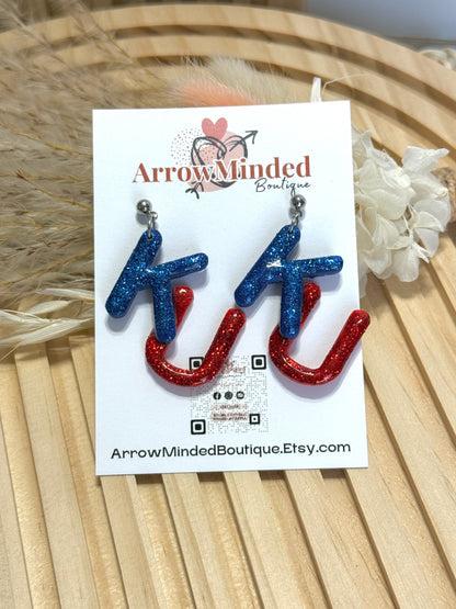 Handmade KU, University of Kansas Earrings