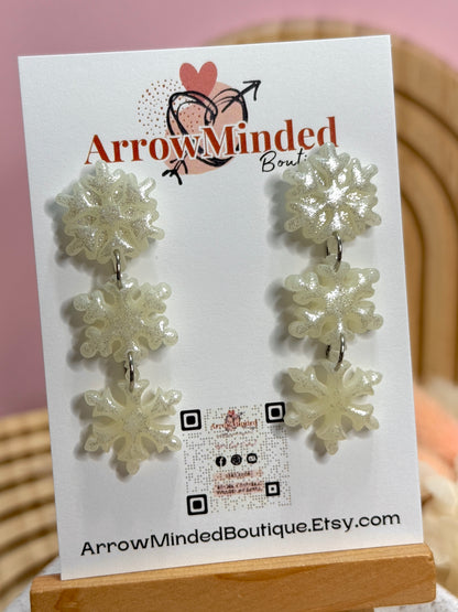 Handmade Shimmery Snowflake Dangle Earrings