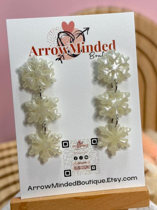 Handmade Shimmery Snowflake Dangle Earrings