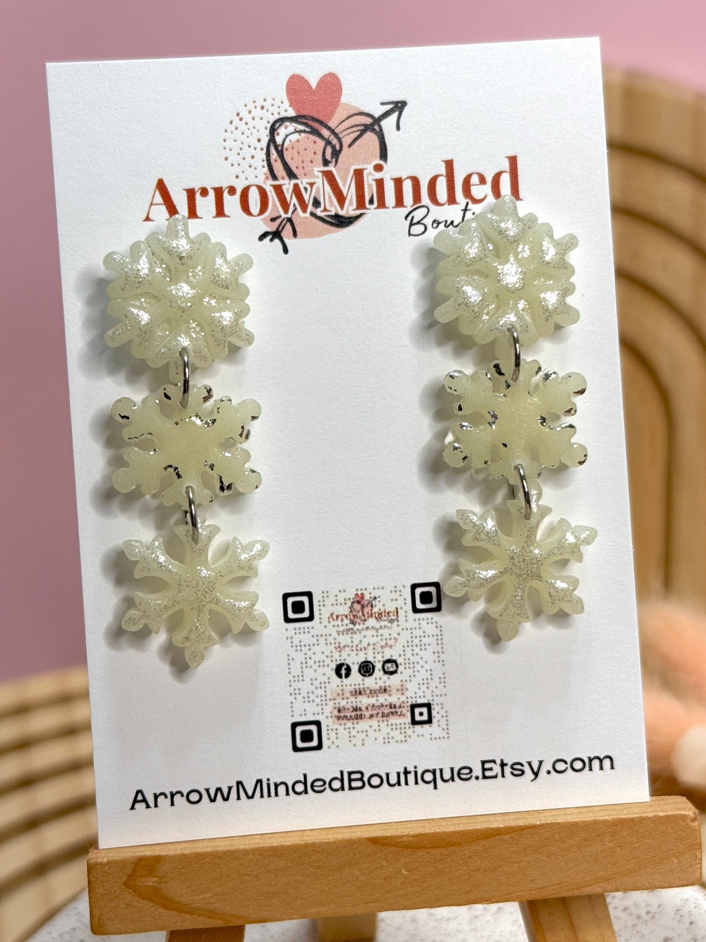 Handmade Shimmery Snowflake Dangle Earrings