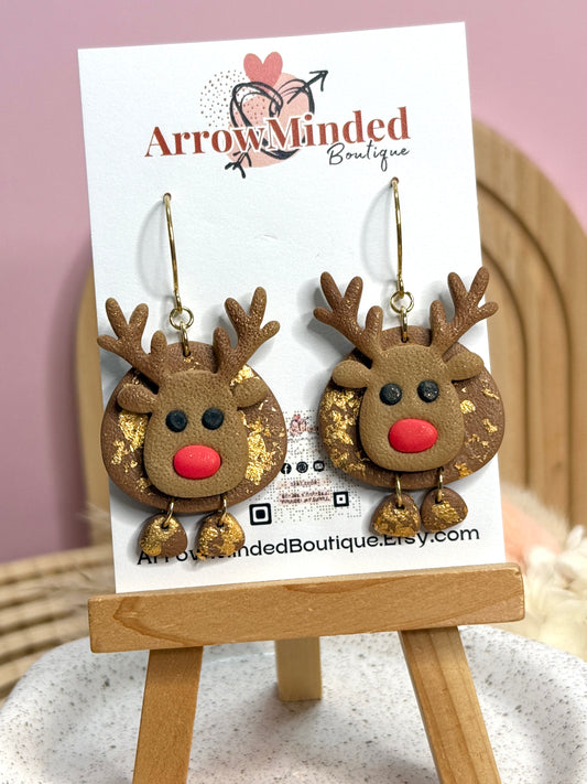 Handmade Festive Reindeer Earrings